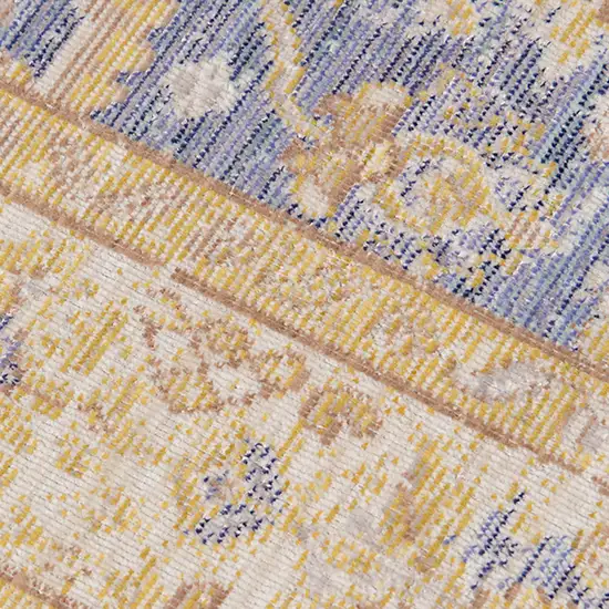 8' Lavender Blue Floral Power Loom Runner Rug Photo 6