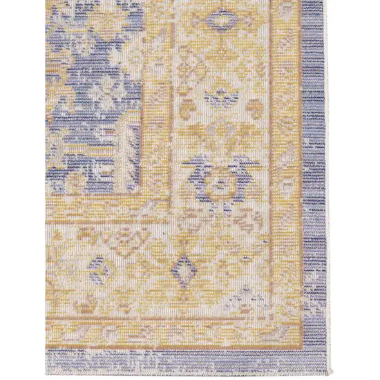 8' Lavender Blue Floral Power Loom Runner Rug Photo 2