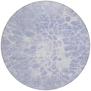 Photo of 8' Lavender Ivory And Lilac Round Abstract Washable Indoor Outdoor Area Rug