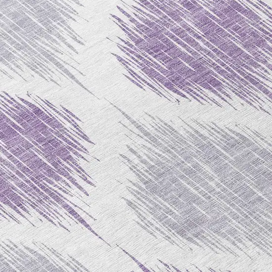 8' Lavender Purple And Ivory Round Ikat Washable Indoor Outdoor Area Rug Photo 8