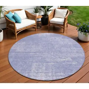 Photo of 8' Lavender Purple And Lilac Round Abstract Washable Indoor Outdoor Area Rug