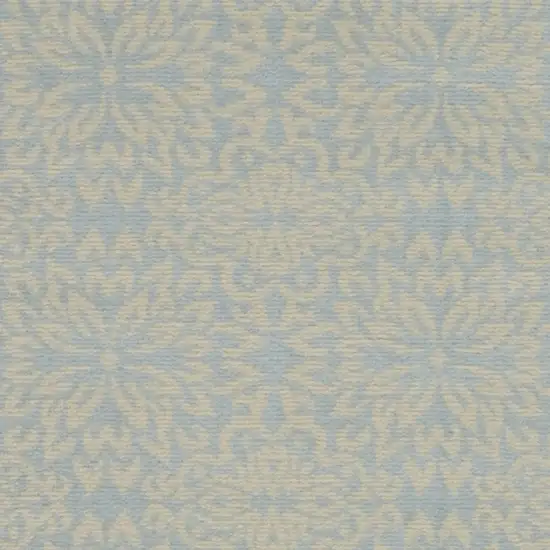 7' Light Blue Floral Power Loom Runner Rug Photo 7