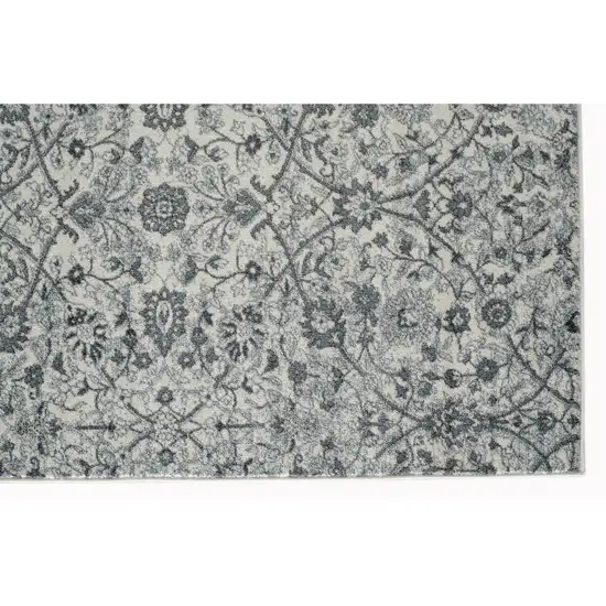 10' Light Blue Floral Power Loom Runner Rug Photo 2