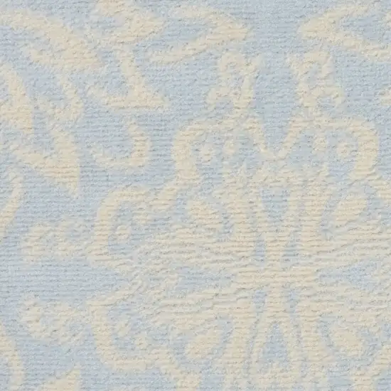 5' Light Blue Round Floral Power Loom Area Rug Photo 2
