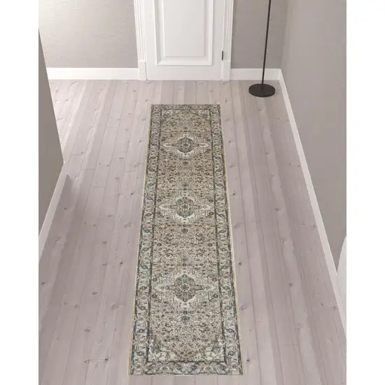 10' Medallion Power Loom Runner Rug Photo 2