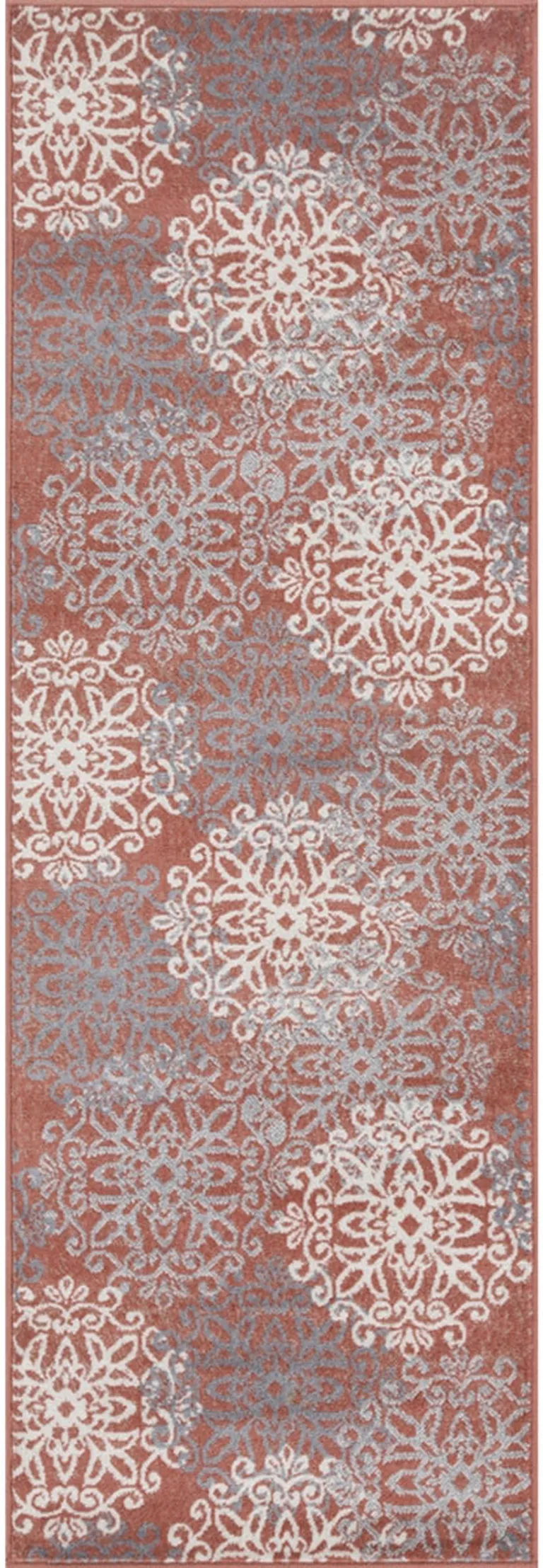 8' Medallion Power Loom Stain Resistant Runner Rug Photo 1