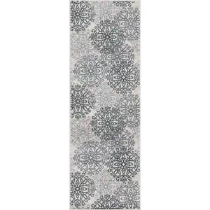 Photo of 8' Medallion Power Loom Stain Resistant Runner Rug