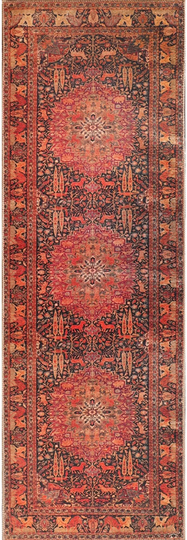 7' Medallion Stain Resistant Runner Rug Photo 1