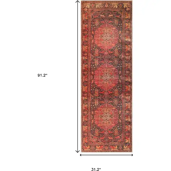 7' Medallion Stain Resistant Runner Rug Photo 7