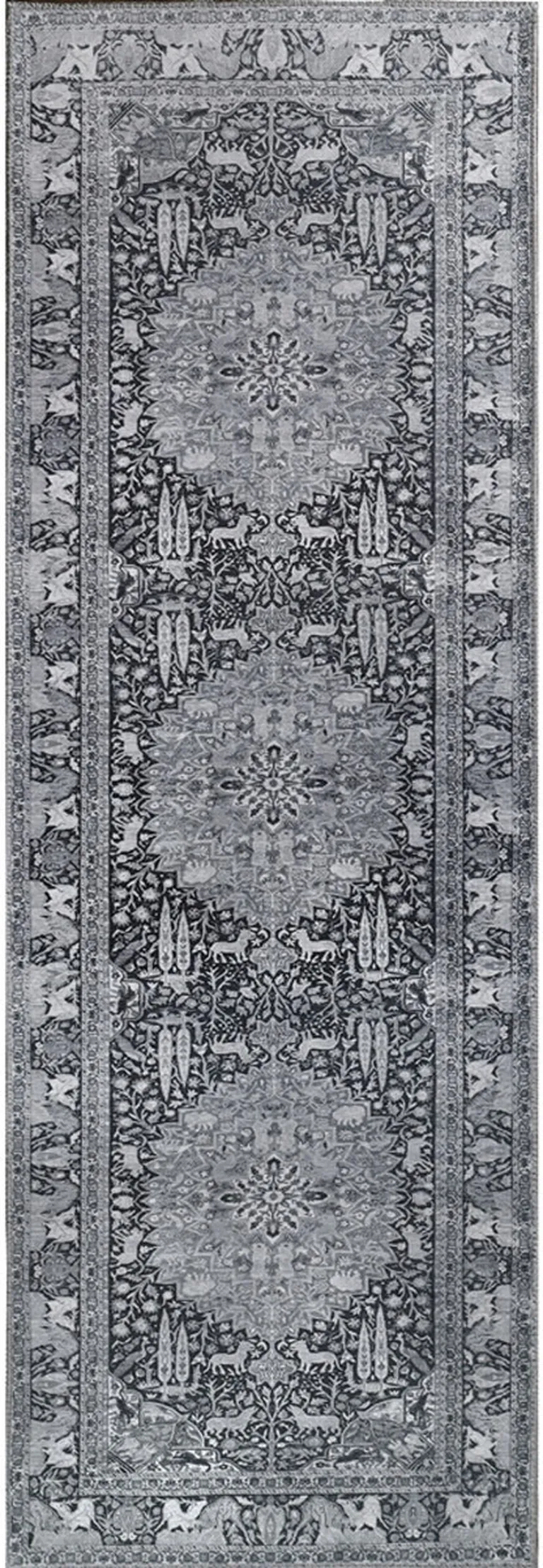 7' Medallion Stain Resistant Runner Rug Photo 1