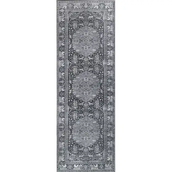 7' Medallion Stain Resistant Runner Rug Photo 1