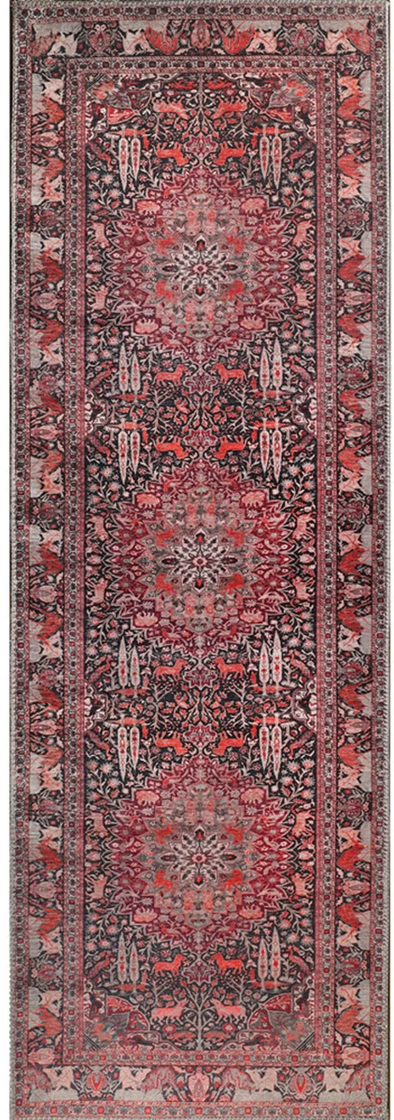 7' Medallion Stain Resistant Runner Rug Photo 1