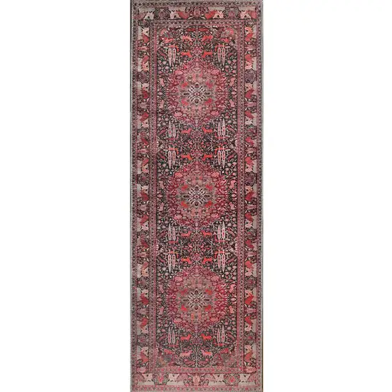 7' Medallion Stain Resistant Runner Rug Photo 1