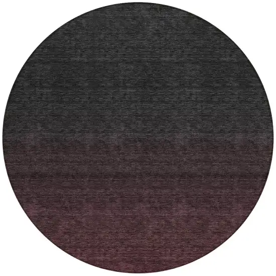 8' Merlot And Charcoal Round Abstract Washable Indoor Outdoor Area Rug Photo 5