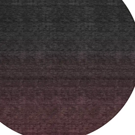 8' Merlot And Charcoal Round Abstract Washable Indoor Outdoor Area Rug Photo 4