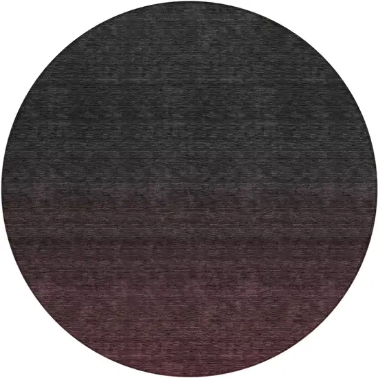 8' Merlot And Charcoal Round Abstract Washable Indoor Outdoor Area Rug Photo 2