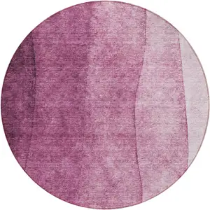 Photo of 8' Merlot Blush And Pink Round Ombre Washable Indoor Outdoor Area Rug