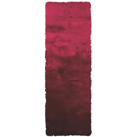 6' Merlot Shag Hand Tufted Runner Rug Photo 3