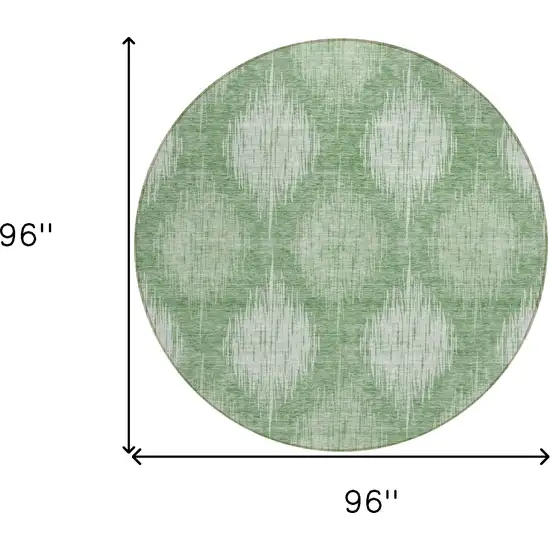 8' Mint Green And Fern Green Round Ikat Washable Indoor Outdoor Area Rug Photo 3