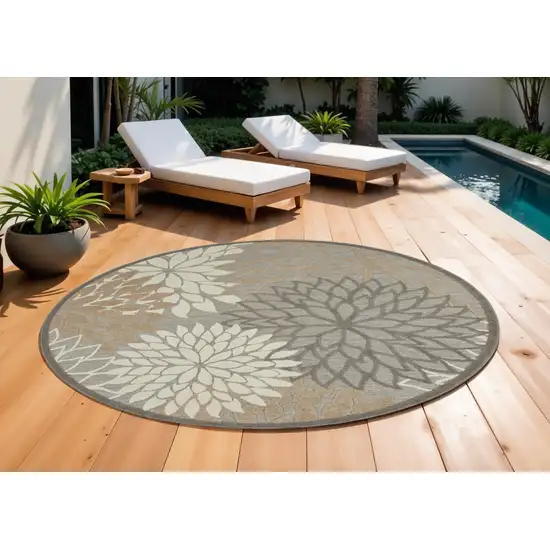 10' Gray and Ivory Indoor Outdoor Area Rug Photo 1