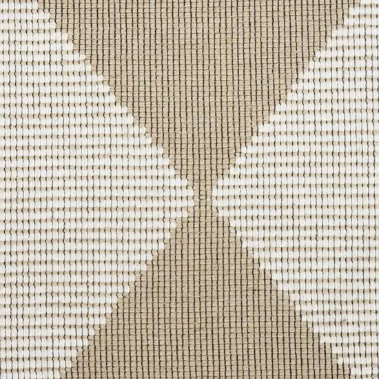 8' Natural and Ivory Geometric Power Loom Washable Non Skid Runner Rug Photo 4