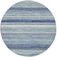 Photo of 4' Navy Blue Round Floral Power Loom Area Rug