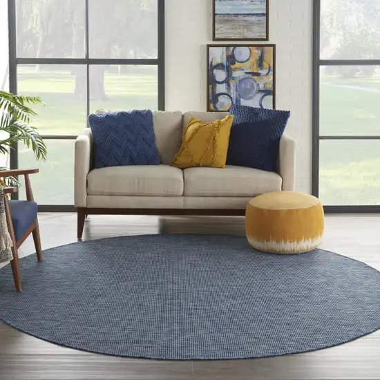 8' Navy Blue Round Power Loom Area Rug Photo 6