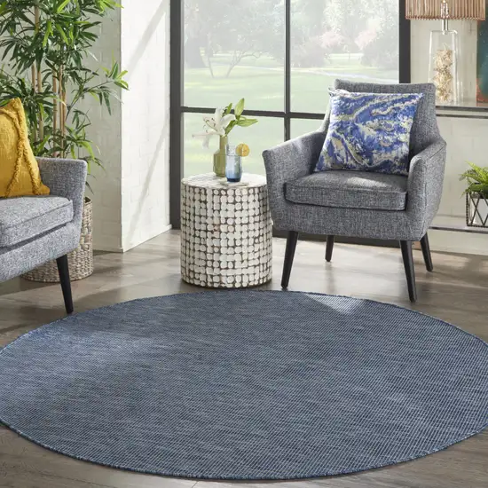 6' Navy Blue Round Power Loom Area Rug Photo 4