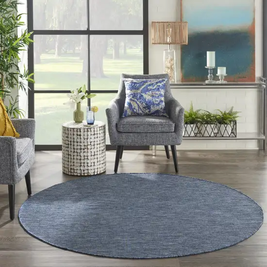 6' Navy Blue Round Power Loom Area Rug Photo 5