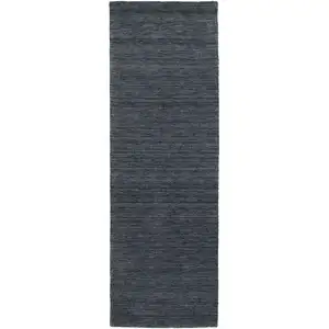 Photo of 8' Navy Blue Wool Hand Tufted Runner Rug