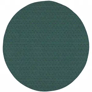 Photo of 8' Navy Round Geometric Stain Resistant Indoor Outdoor Area Rug