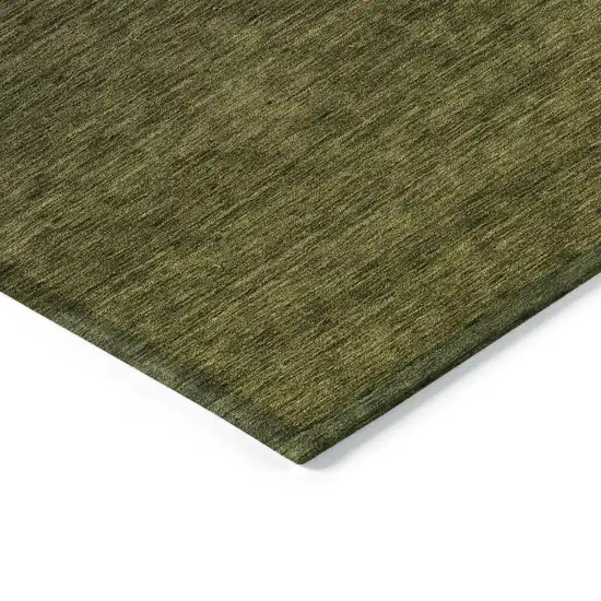 8' Olive Green And Charcoal Round Abstract Washable Indoor Outdoor Area Rug Photo 5