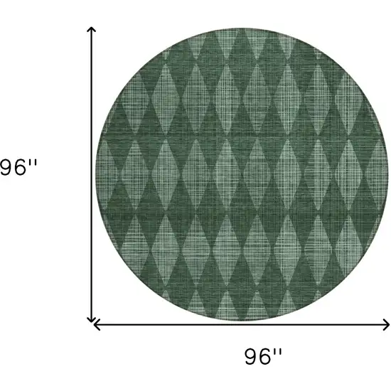 8' Olive Green Round Geometric Washable Indoor Outdoor Area Rug Photo 3