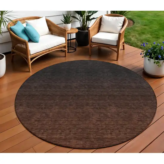 8' Orange And Charcoal Round Abstract Washable Indoor Outdoor Area Rug Photo 1