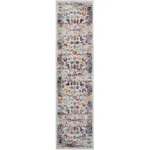 Photo of 10' Orange Floral Power Loom Runner Rug