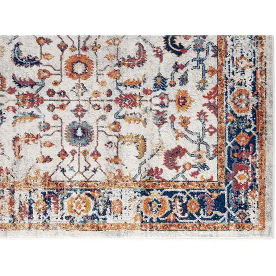 10' Orange Floral Power Loom Runner Rug Photo 2