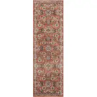 Photo of 10' Orange Floral Power Loom Runner Rug