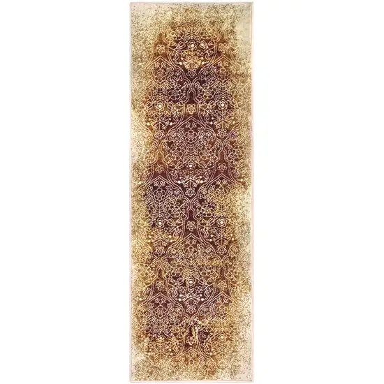 8' Orange Medallion Stain Resistant Runner Rug Photo 1