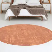 Photo of 5' Orange Round Abstract Non Skid Area Rug