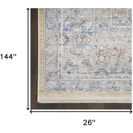 12' Oriental Power Loom Distressed Runner Rug Photo 7