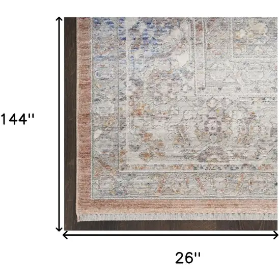 12' Oriental Power Loom Distressed Runner Rug Photo 7