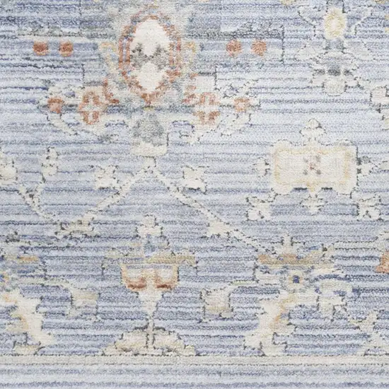 12' Blue and Ivory Oriental Power Loom Distressed Runner Rug Photo 5