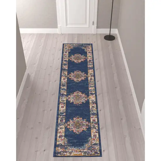 10' Oriental Power Loom Distressed Runner Rug Photo 2