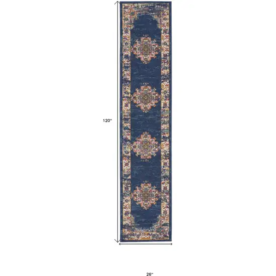 10' Oriental Power Loom Distressed Runner Rug Photo 9