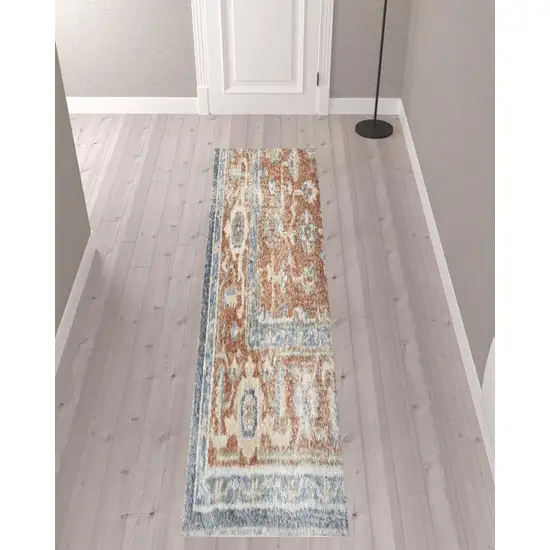 10' Oriental Power Loom Distressed Washable Runner Rug Photo 2