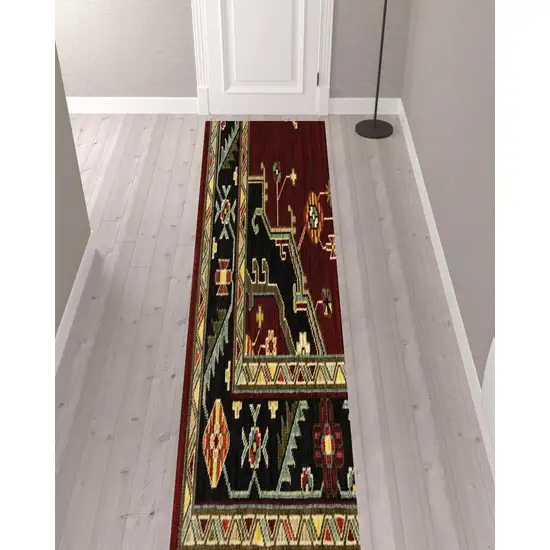 12' Oriental Power Loom Runner Rug With Fringe Photo 3