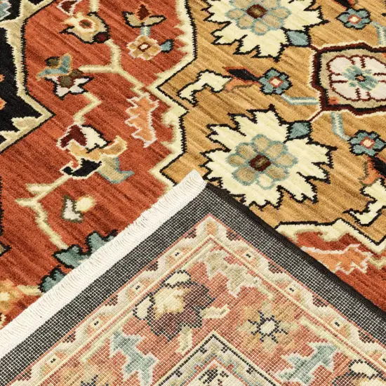 12' Oriental Power Loom Runner Rug With Fringe Photo 5