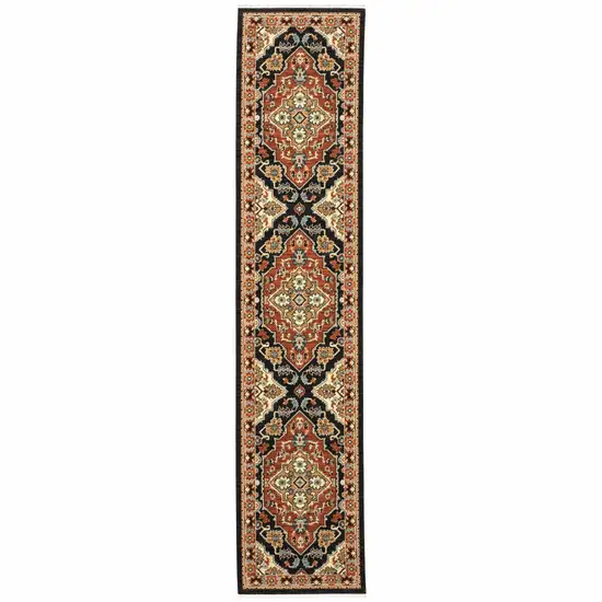 12' Oriental Power Loom Runner Rug With Fringe Photo 2