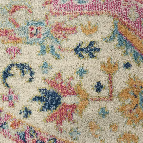 10' Pink and Ivory Oriental Power Loom Runner Rug Photo 7