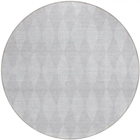 8' Pewter Round Geometric Washable Indoor Outdoor Area Rug Photo 2